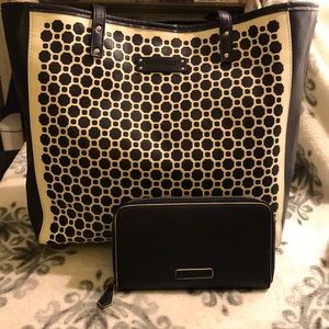 Vera Bradley Midnight Geometric  Laser Cut Tote and Accordion Wallet